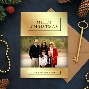 Cartes Pour Fêtes Annuelles Faux Gold Foil Famille de Noël