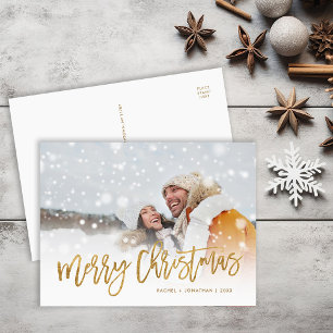 Cartes Pour Fêtes Annuelles Faux Gold Foil Joyeux Noël Superposition photo