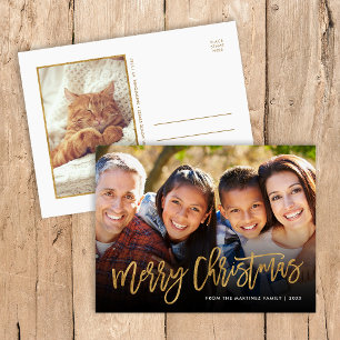 Cartes Pour Fêtes Annuelles Faux Gold Foil Joyeux Noël Superposition photo