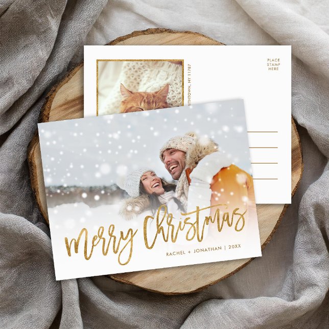 Cartes Pour Fêtes Annuelles Faux Gold Foil Joyeux Noël Superposition photo (Créateur téléchargé)