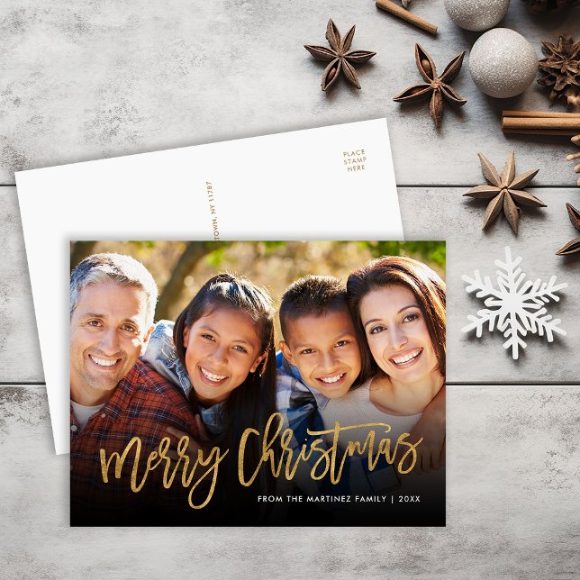 Cartes Pour Fêtes Annuelles Faux Gold Foil Joyeux Noël Superposition photo (Créateur téléchargé)