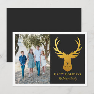 Cartes Pour Fêtes Annuelles Faux Gold Foil Reindeer Elégante Photo