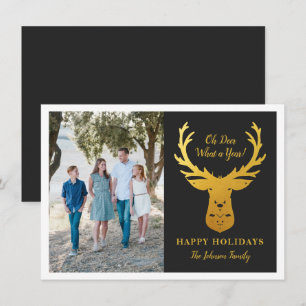 Cartes Pour Fêtes Annuelles Faux Gold Foil Reindeer Oh Deer Photo
