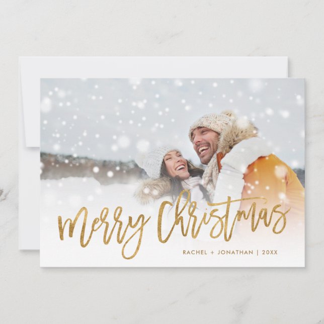 Cartes Pour Fêtes Annuelles Faux Gold Foil superposition photo Joyeux appartem (Devant)