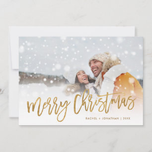 Cartes Pour Fêtes Annuelles Faux Gold Foil superposition photo Joyeux appartem