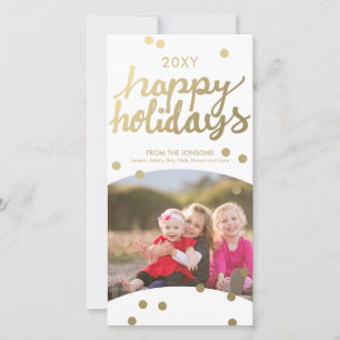 Cartes Pour Fêtes Annuelles Faux Gold Happy Holidays Écriture manuelle 8x4 Car