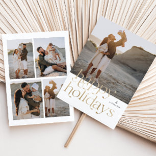 Cartes Pour Fêtes Annuelles Faux Gold Joyeux Vacances 5 Photo