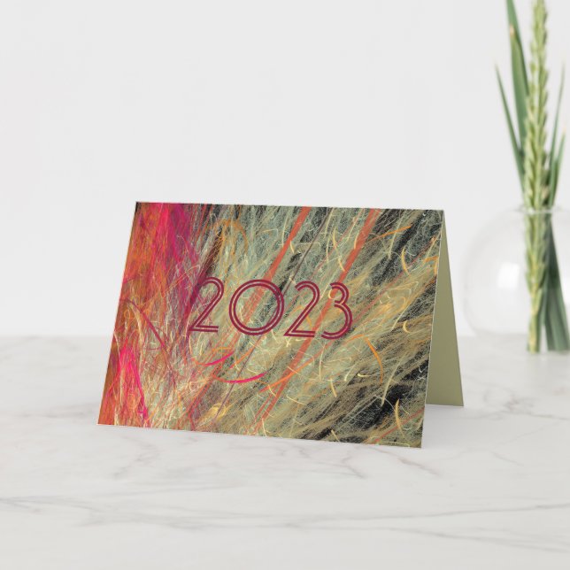 Cartes Pour Fêtes Annuelles Featheral Fractal New Year personnalisé (Devant)