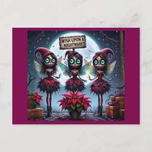 Cartes Pour Fêtes Annuelles Fée de prune de Noël noire