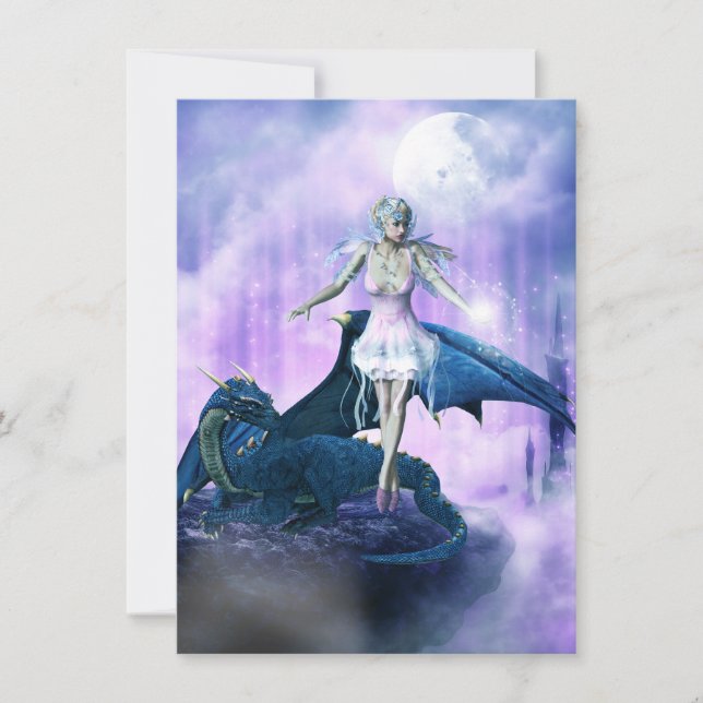 Cartes Pour Fêtes Annuelles Fée du dragon de glace (Devant)