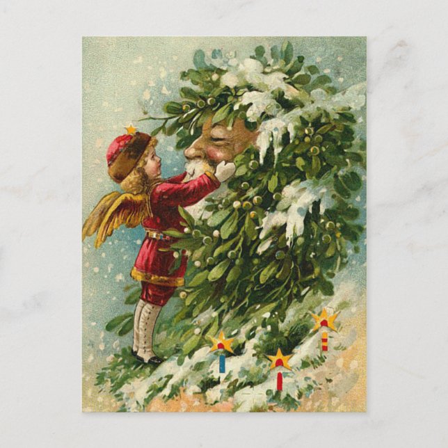 Cartes Pour Fêtes Annuelles Féerie victorienne et Père Noël de Noël (Devant)