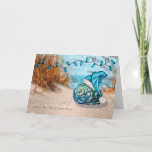 Cartes Pour Fêtes Annuelles Felices espagnoles Fiestas Bleu Santa Hat Beach