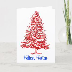 Cartes Pour Fêtes Annuelles Felices Fiestas Espagnol Rouge Blanc Noël Arbre