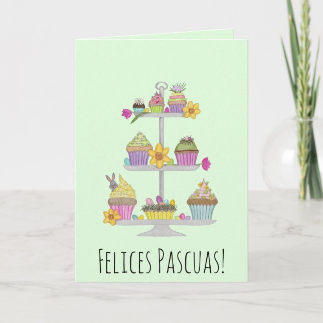 Cartes Pour Fêtes Annuelles Felices Pascuas espagnol Easter cupcakes (Devant)
