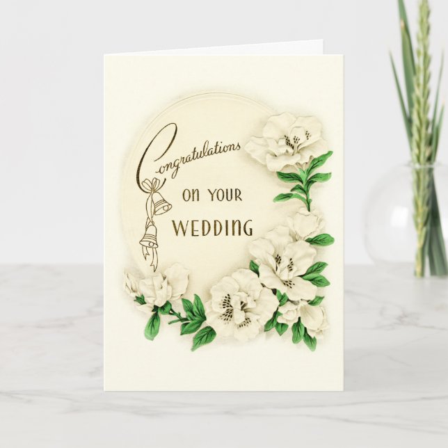 Cartes Pour Fêtes Annuelles Félicitations à Floral pour votre Mariage (Devant)