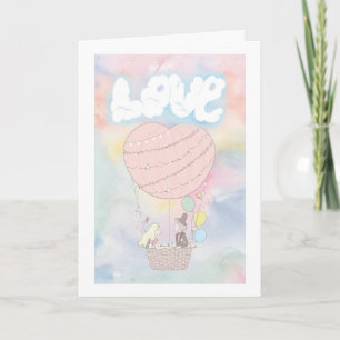 Cartes Pour Fêtes Annuelles Félicitations Amour Dans Le Ballons À Air Chaud