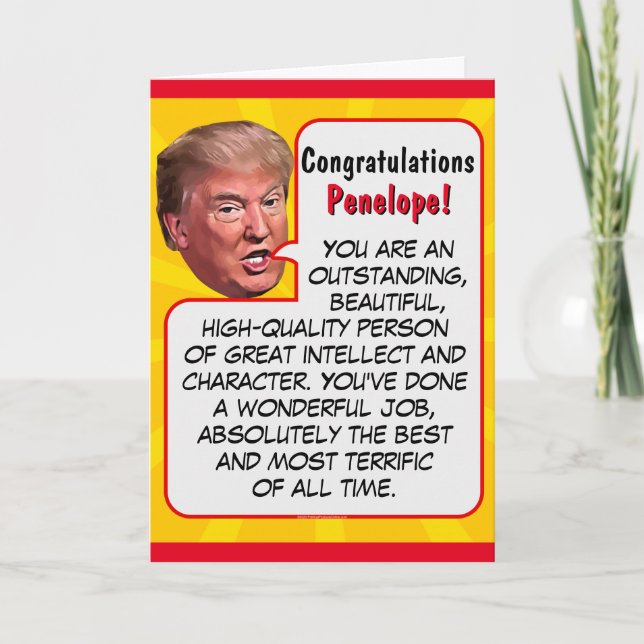 Cartes Pour Fêtes Annuelles Félicitations au président personnalisé Donald Tru (Devant)