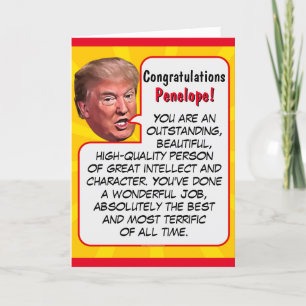 Cartes Pour Fêtes Annuelles Félicitations au président personnalisé Donald Tru