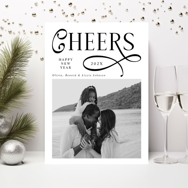 Cartes Pour Fêtes Annuelles Félicitations  Bonne Année Moderne Chic Famille 2  (Créateur téléchargé)