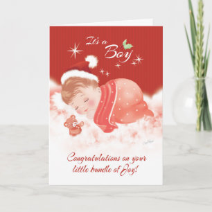 Cartes Pour Fêtes Annuelles Félicitations. Enfant mâle né en décembre