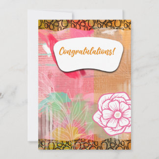 Cartes Pour Fêtes Annuelles Félicitations Floral Card en rose