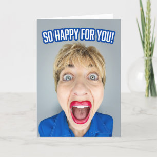 Cartes Pour Fêtes Annuelles Félicitations Heureuses Pour Vous Femme Drôle Exci
