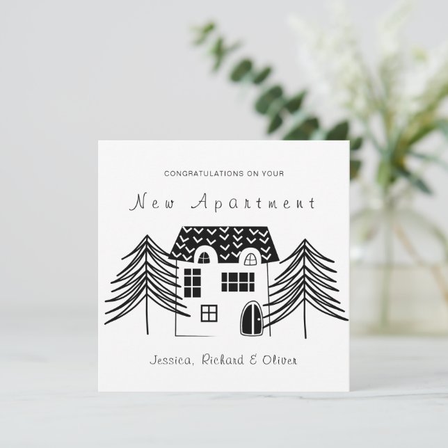 CARTES POUR FÊTES ANNUELLES FÉLICITATIONS MINIMALISTES SUR VOTRE NOUVEL APPART (Debout devant)