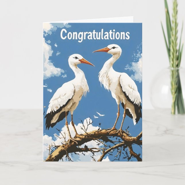Cartes Pour Fêtes Annuelles Félicitations Storks Nature (Devant)