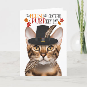 Cartes Pour Fêtes Annuelles Féline de chat Bengale gracieuse pour PURRkey Day