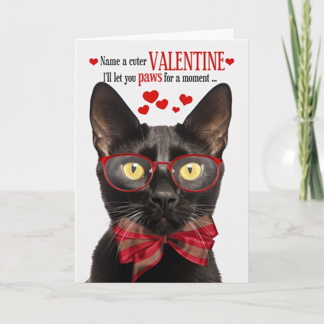 Cartes Pour Fêtes Annuelles Féline de chat Bombay noir Humour Saint Valentin (Devant)