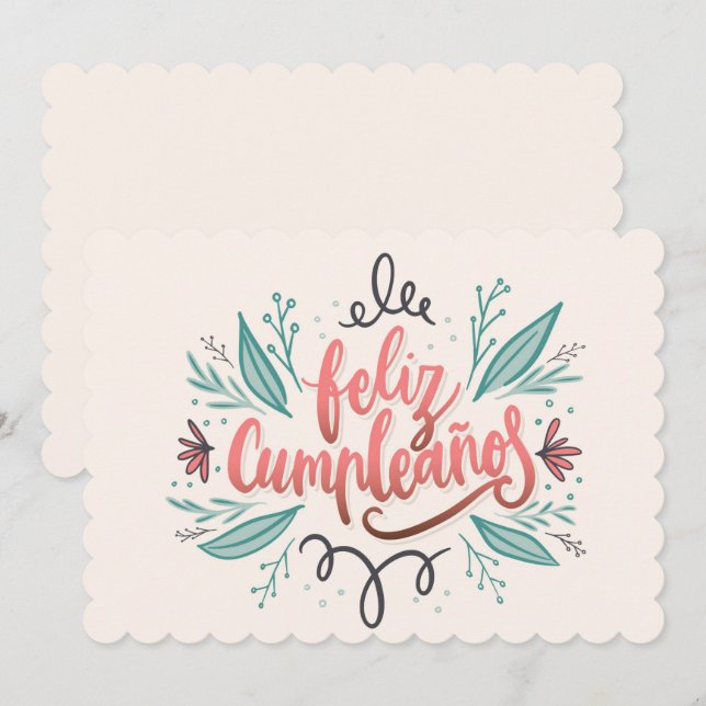 Cartes Pour Fêtes Annuelles Feliz Cumpleanos (Devant / Derrière)