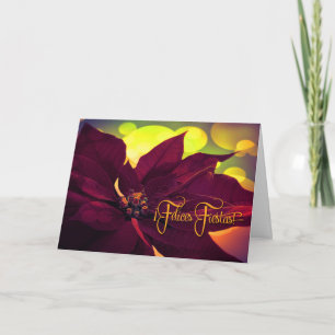 Cartes Pour Fêtes Annuelles Feliz Fiestas en espagnol ! Vin de Noël Poinsettia
