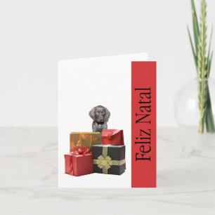 Cartes Pour Fêtes Annuelles Feliz Natal Allemand Pointeur à cheveux courts Noë