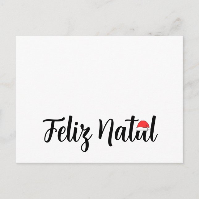 Cartes Pour Fêtes Annuelles Feliz Natal com a touca do Papai Noel (Devant)
