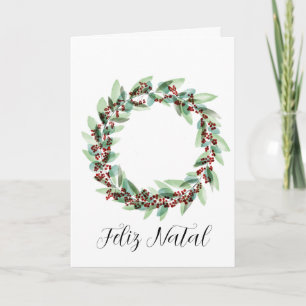 Cartes Pour Fêtes Annuelles Feliz Natal, couronne de Noël portugaise