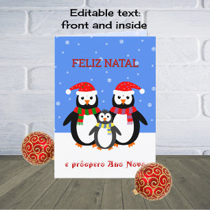 Cartes Pour Fêtes Annuelles Feliz natal pingouins portugais noël