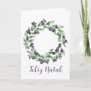 Cartes Pour Fêtes Annuelles Feliz Natal, Portugais, couronne de Noël Holiday C
