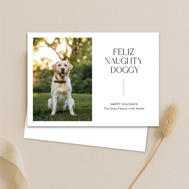 Cartes Pour Fêtes Annuelles Feliz Naughty Doggy Photo Pet Christmas Card (Créateur téléchargé)