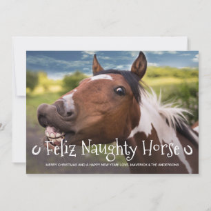 Cartes Pour Fêtes Annuelles Feliz Naughty Horse Funny Personnalisé Photo Anima