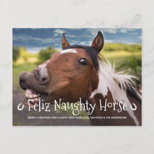 Cartes Pour Fêtes Annuelles Feliz Naughty Horse Funny Personnalisé Photo Anima