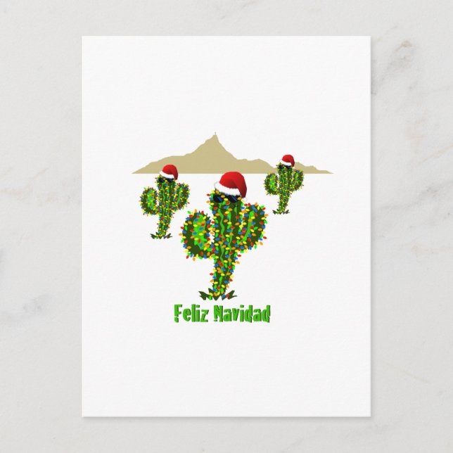 Cartes Pour Fêtes Annuelles Feliz Navidad - Arizona Noël Lumières du Saguaro (Devant)