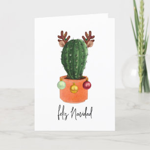 Cartes Pour Fêtes Annuelles Feliz Navidad Cactus de Noël bois de cerf
