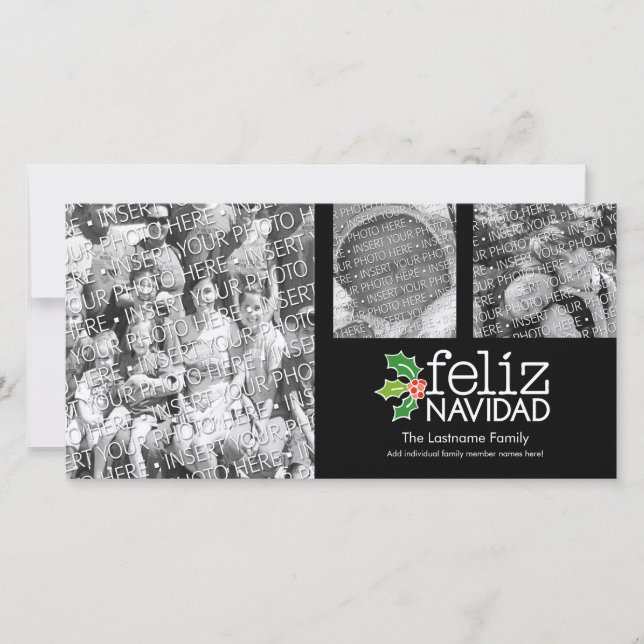 Cartes Pour Fêtes Annuelles Feliz Navidad - collage de 3 photos (Devant)