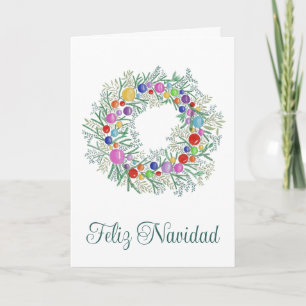 Cartes Pour Fêtes Annuelles Feliz Navidad, couronne espagnole de Noël
