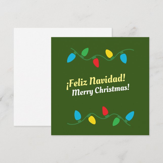 Cartes Pour Fêtes Annuelles "Feliz Navidad" en anglais et espagnol Holiday Ca (Devant / Derrière)