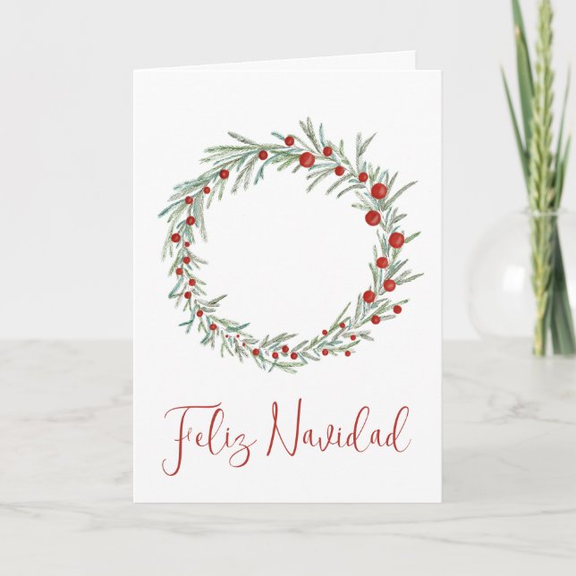 Cartes Pour Fêtes Annuelles Feliz Navidad, Espagne, couronne de Noël Holiday C (Devant)