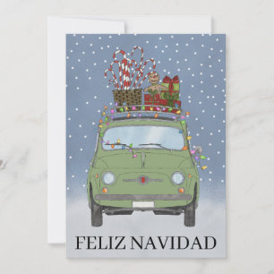 Cartes Pour Fêtes Annuelles Feliz Navidad Espagne Noël Fiat Vert 500