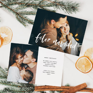 Cartes Pour Fêtes Annuelles Feliz Navidad   Espagnol moderne Deux photos Noël