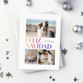 Cartes Pour Fêtes Annuelles Feliz Navidad Gradient Headline Holiday Card