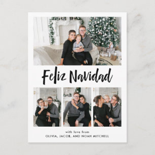 Cartes Pour Fêtes Annuelles Feliz Navidad  Grille multiphoto noir et blanc